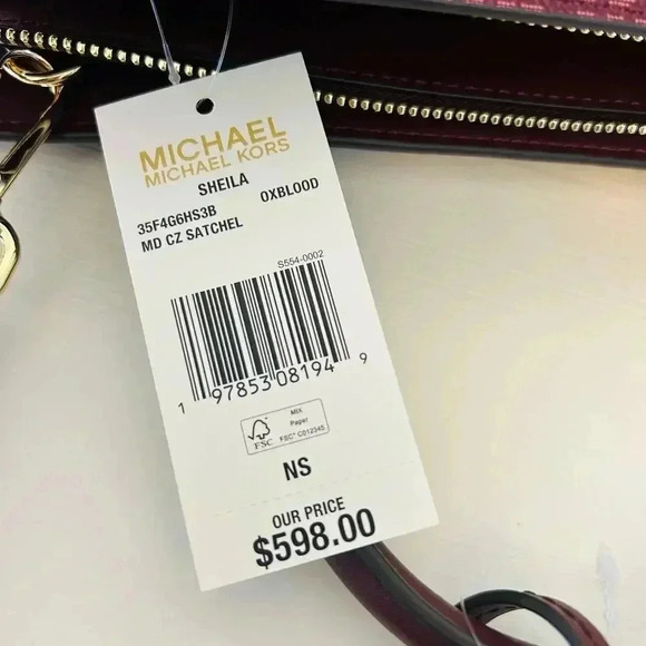 Michael Kors Purse & Wallet Sheila Medium Signature Logo and Metallic Satchel - Picture 9 of 11